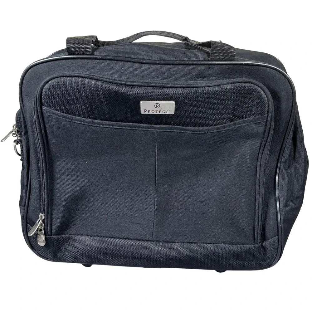 Protege Rolling Travel‎ Carry On Laptop Bag Black Wheeled Luggage Telescopic